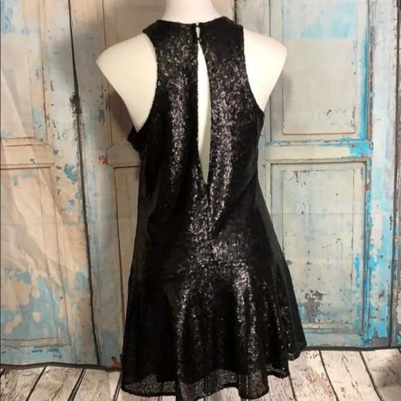 Free People Womans S Black Sequined Fit & Flare Mini Dress - Picture 3 of 8